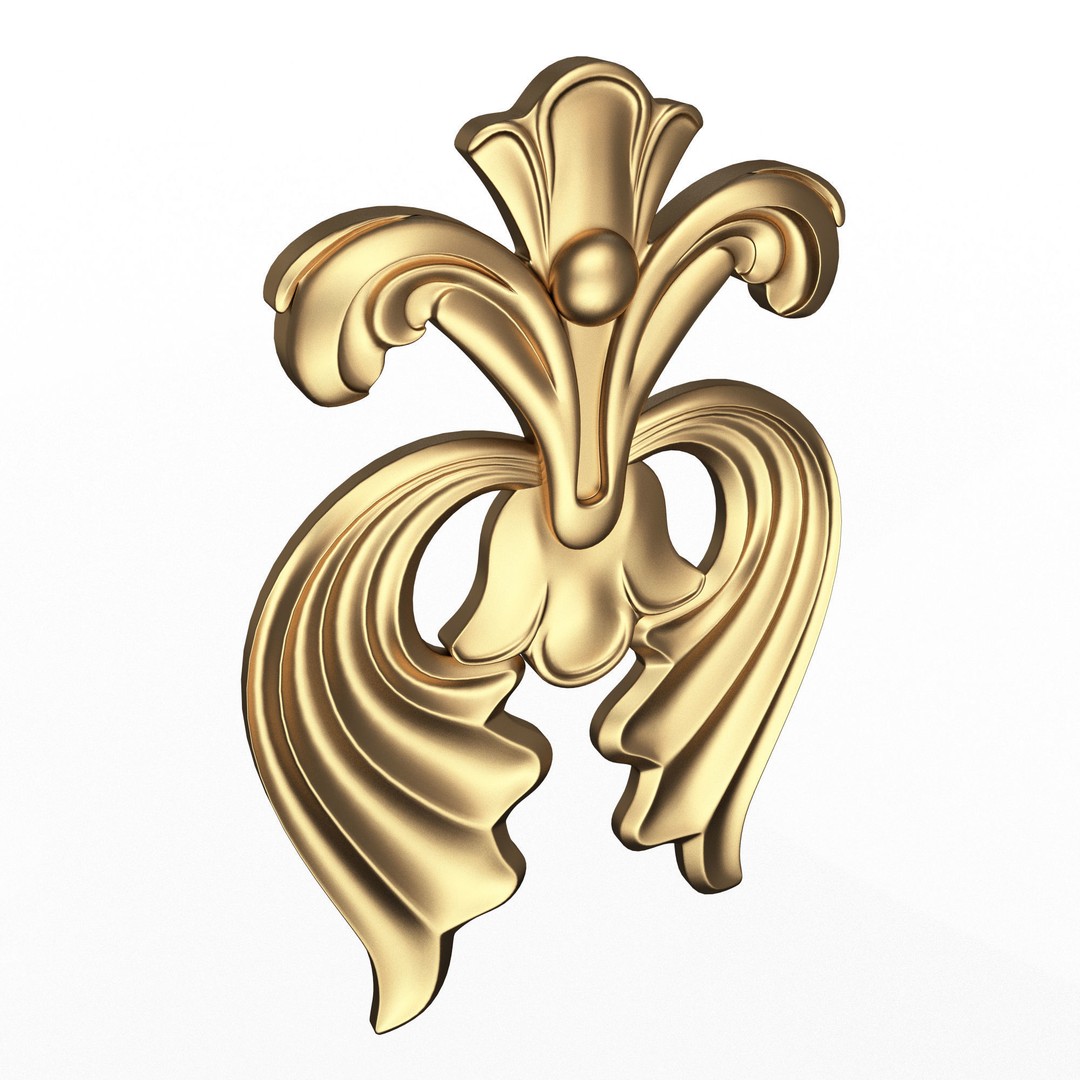 Carved Plaster Molding 3D Model – Low-Poly Architectural Decoration, FBX - View 3