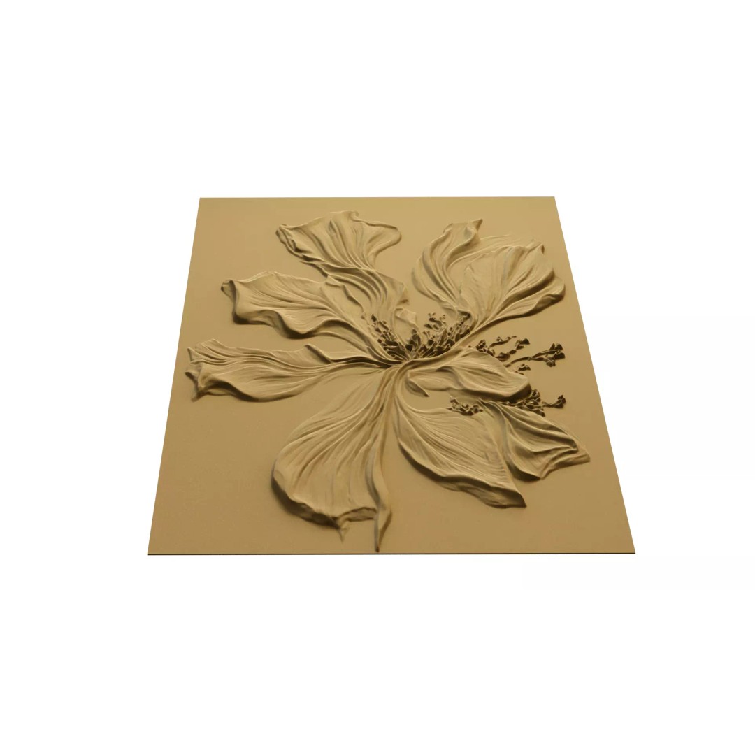 Floral Relief Panel 3D Model – Artistic Wall Decor for CNC & 3D Printing - View 12