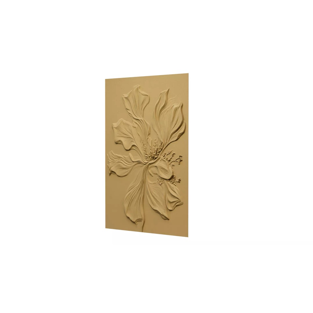 Floral Relief Panel 3D Model – Artistic Wall Decor for CNC & 3D Printing - View 13