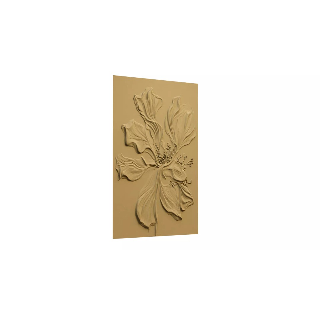 Floral Relief Panel 3D Model – Artistic Wall Decor for CNC & 3D Printing - View 14