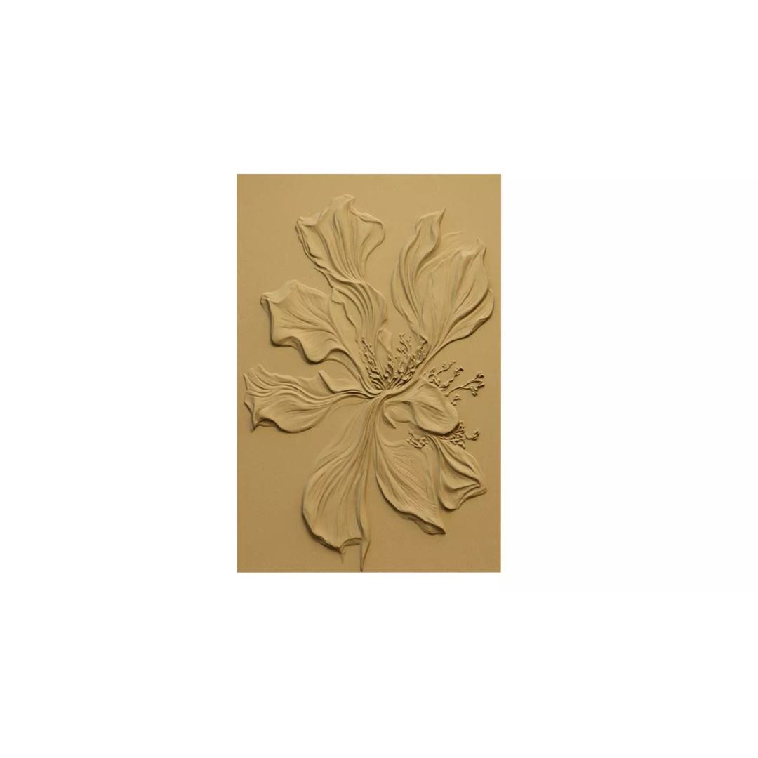 Floral Relief Panel 3D Model – Artistic Wall Decor for CNC & 3D Printing - View 15