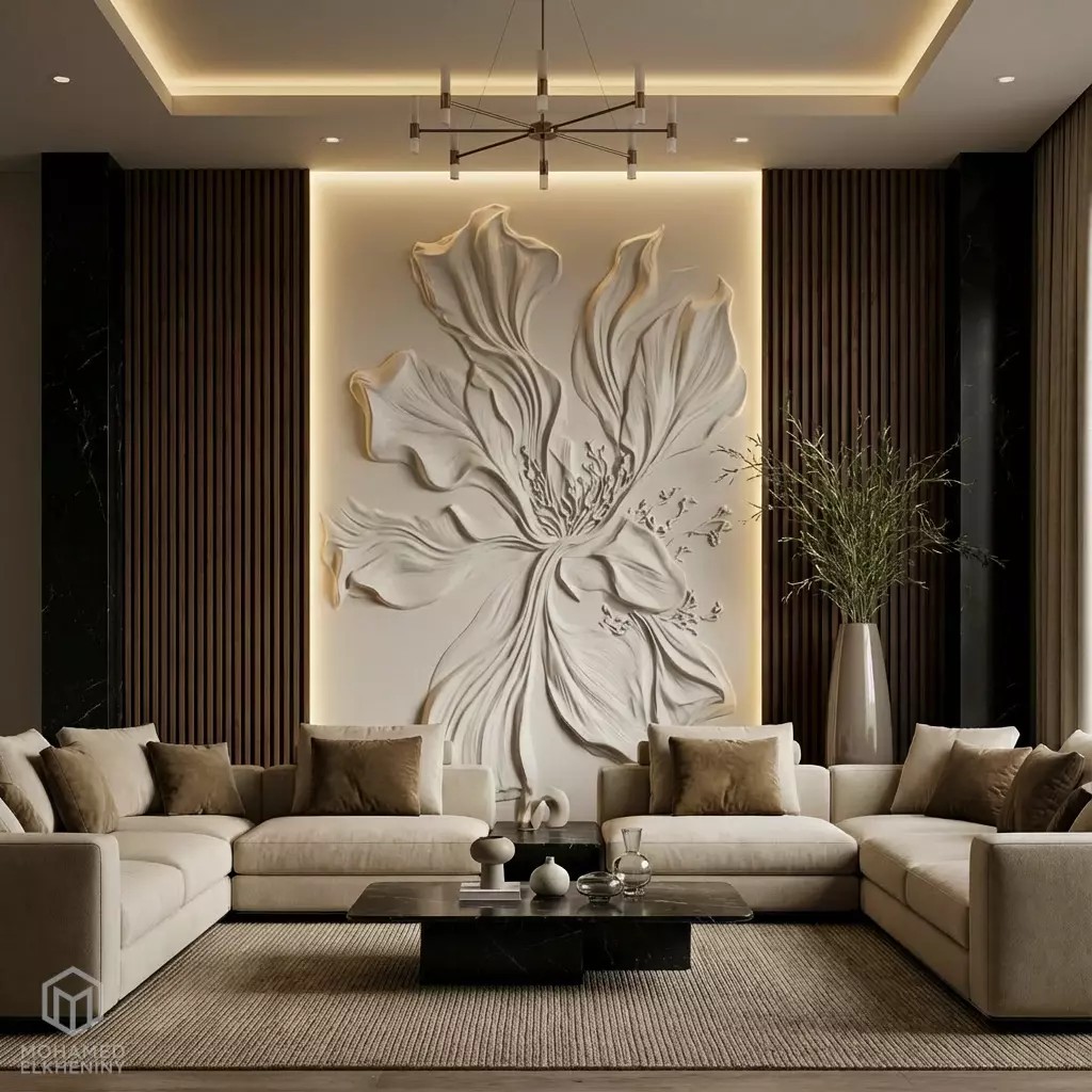 Floral Relief Panel 3D Model – Artistic Wall Decor for CNC & 3D Printing - View 2