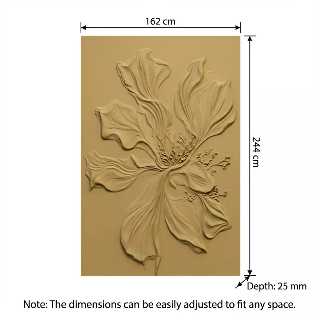 Floral Relief Panel 3D Model – Artistic Wall Decor for CNC & 3D Printing - View 3