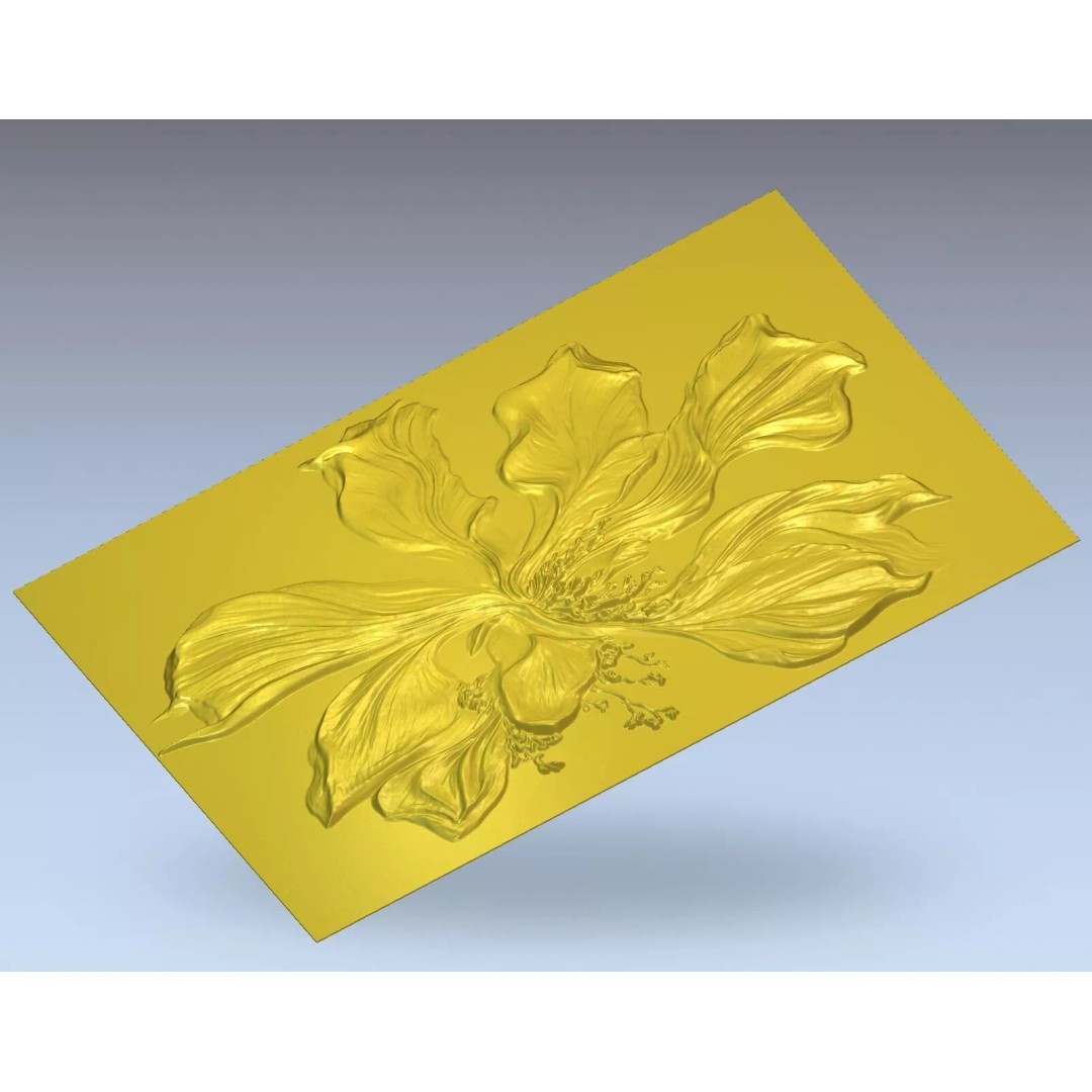 Floral Relief Panel 3D Model – Artistic Wall Decor for CNC & 3D Printing - View 6