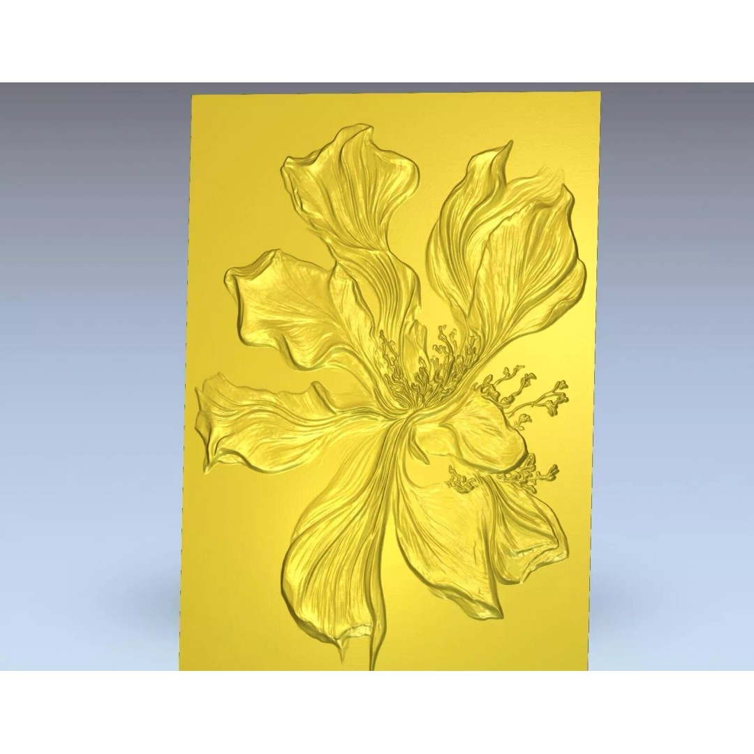 Floral Relief Panel 3D Model – Artistic Wall Decor for CNC & 3D Printing - View 7