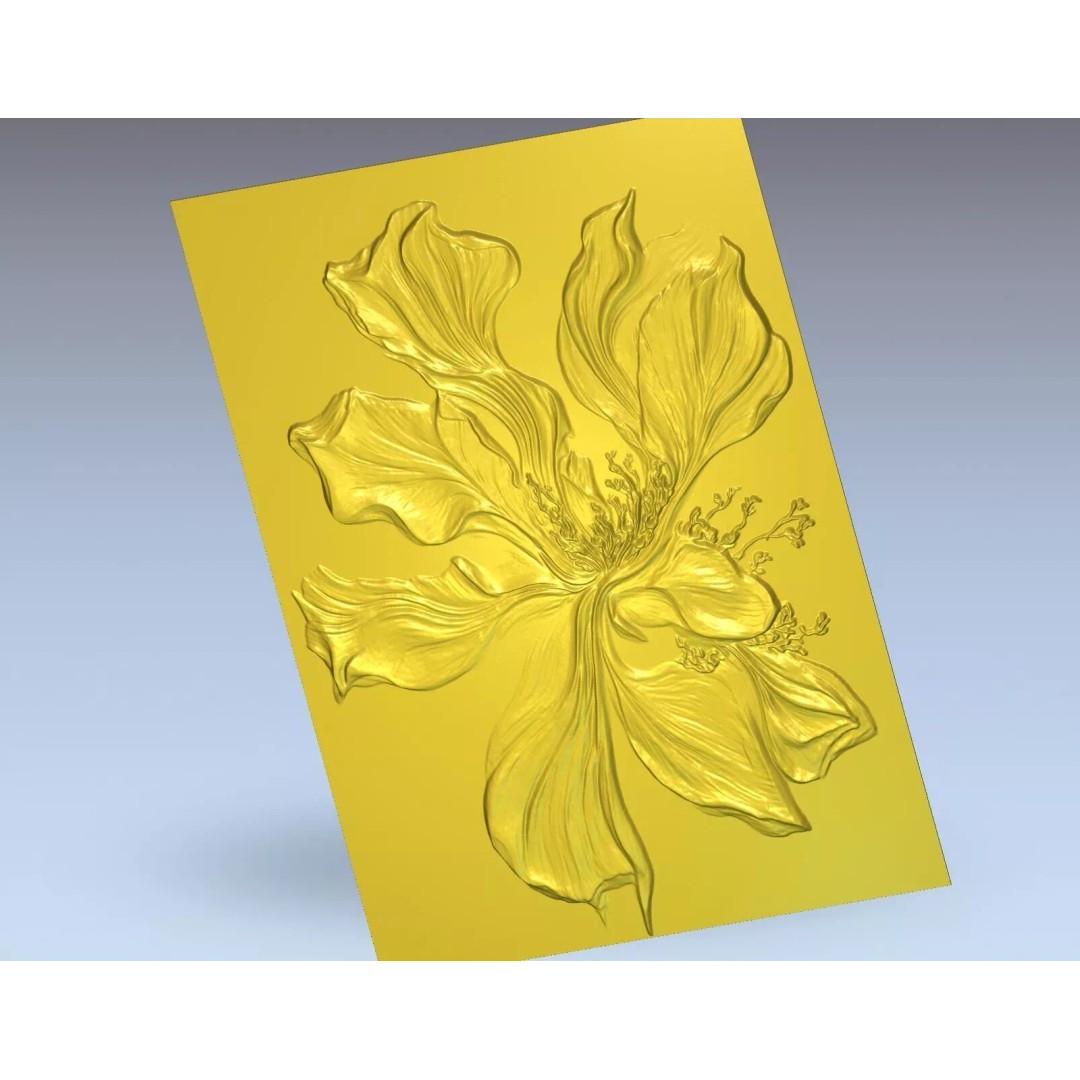 Floral Relief Panel 3D Model – Artistic Wall Decor for CNC & 3D Printing - View 8