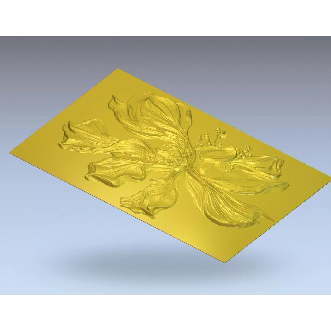 Floral Relief Panel 3D Model – Artistic Wall Decor for CNC & 3D Printing - View 9