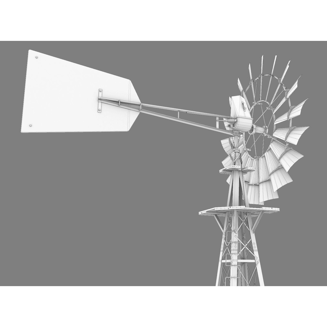Aermotor Windmill 3D Model – Low Poly Game Asset, FBX & PBR Textures - View 12