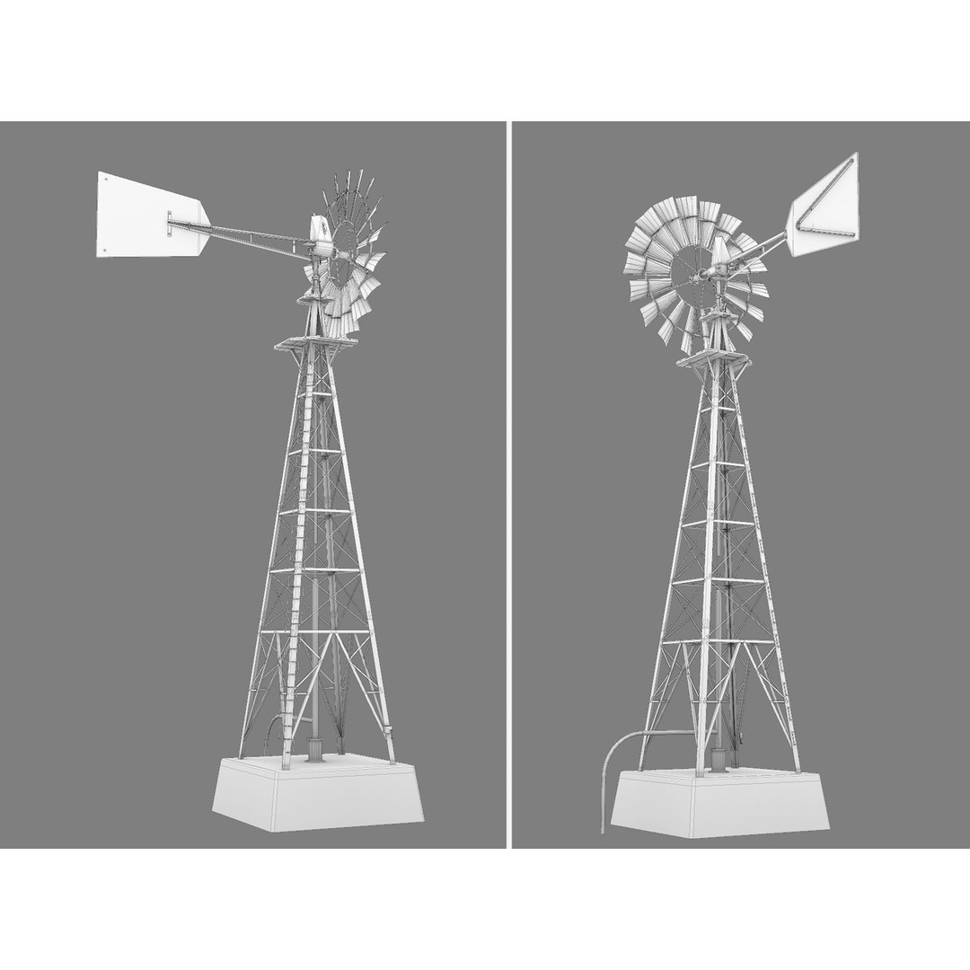 Aermotor Windmill 3D Model – Low Poly Game Asset, FBX & PBR Textures - View 13