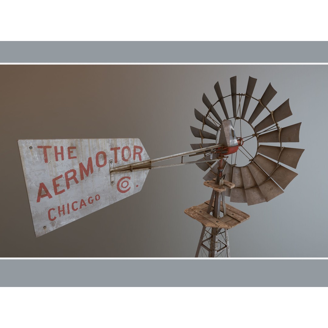 Aermotor Windmill 3D Model – Low Poly Game Asset, FBX & PBR Textures - View 14