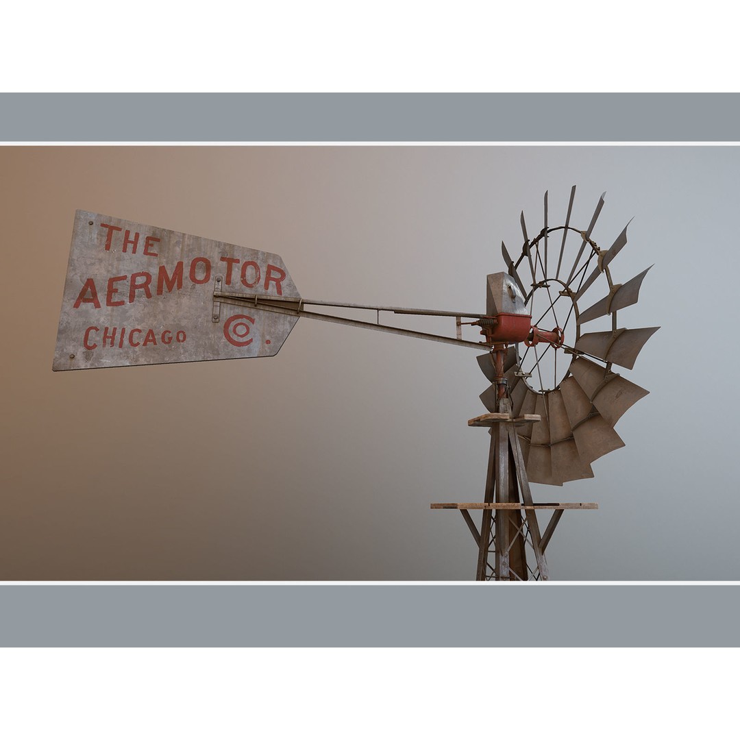 Aermotor Windmill 3D Model – Low Poly Game Asset, FBX & PBR Textures - View 15