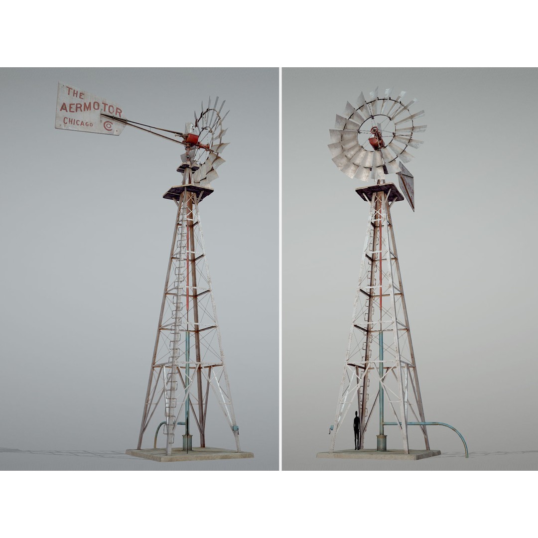 Aermotor Windmill 3D Model – Low Poly Game Asset, FBX & PBR Textures - View 16