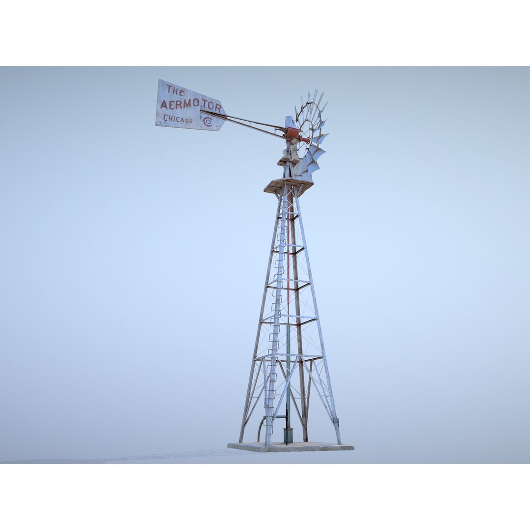 Aermotor Windmill 3D Model – Low Poly Game Asset, FBX & PBR Textures - View 17