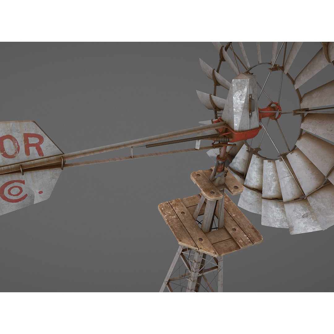 Aermotor Windmill 3D Model – Low Poly Game Asset, FBX & PBR Textures - View 18