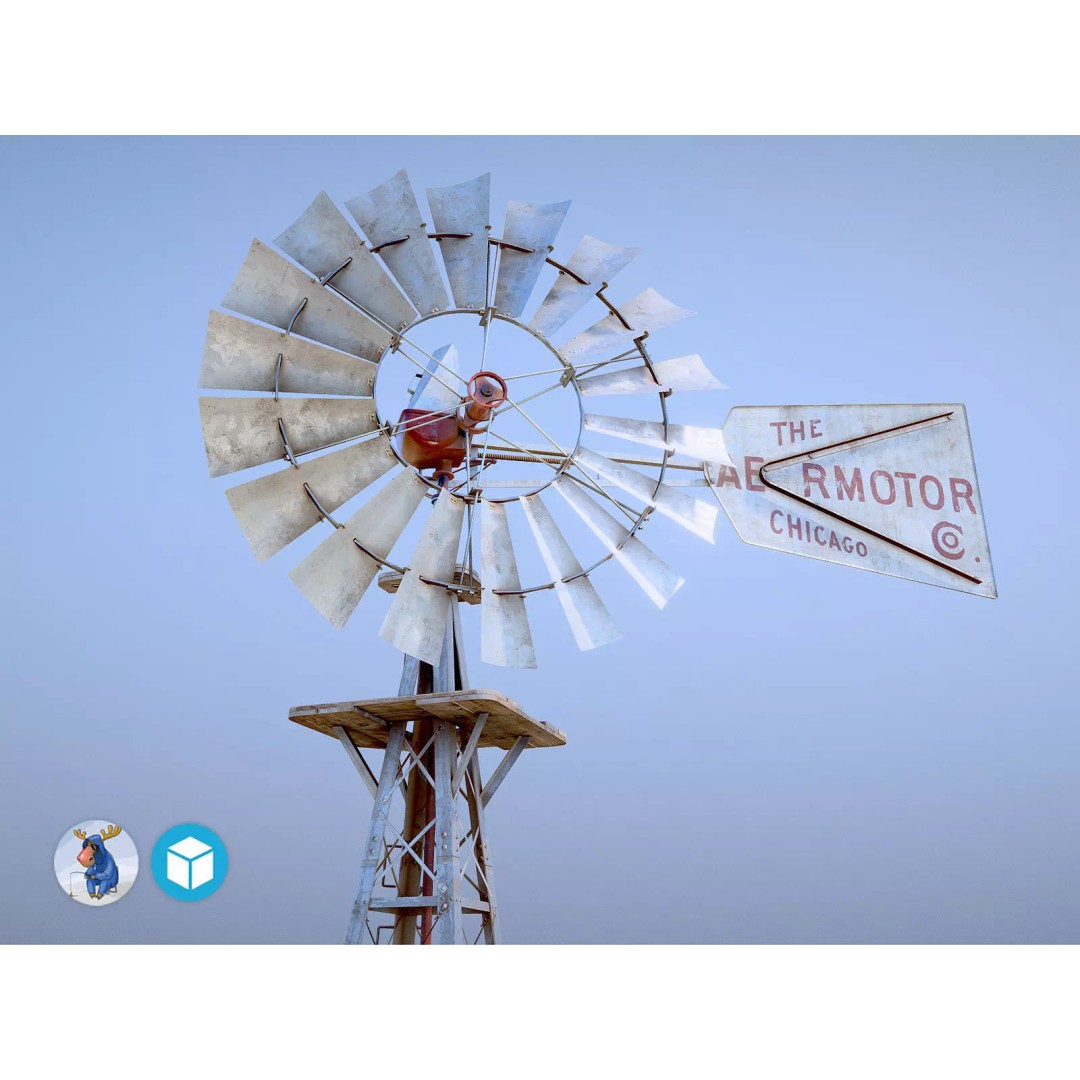 Aermotor Windmill 3D Model – Low Poly Game Asset, FBX & PBR Textures - View 2