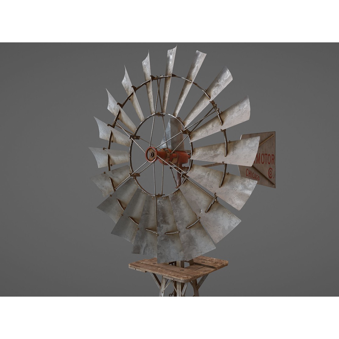 Aermotor Windmill 3D Model – Low Poly Game Asset, FBX & PBR Textures - View 20