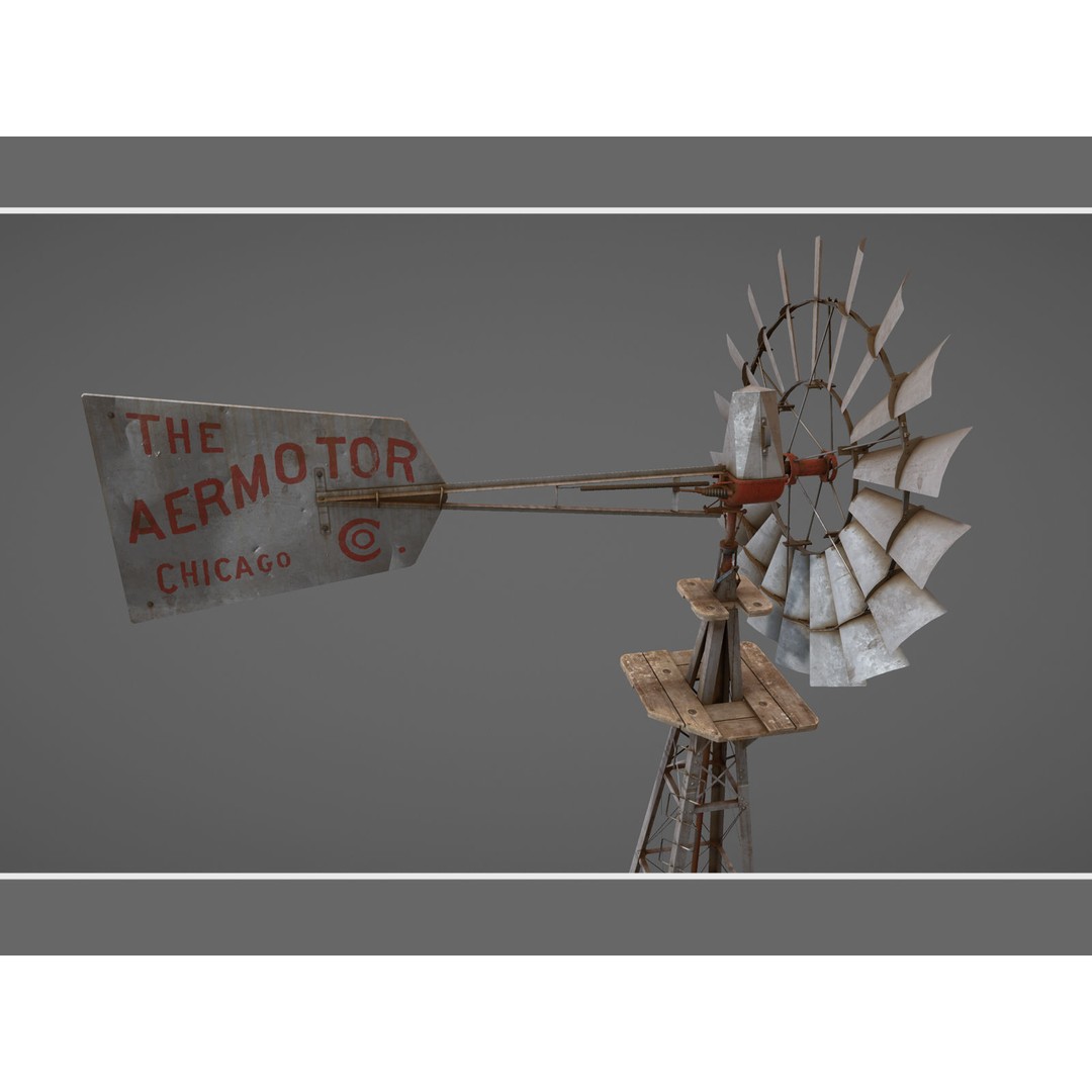 Aermotor Windmill 3D Model – Low Poly Game Asset, FBX & PBR Textures - View 21