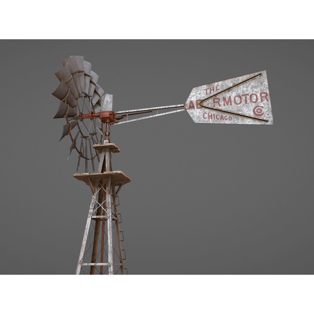 Aermotor Windmill 3D Model – Low Poly Game Asset, FBX & PBR Textures - View 22