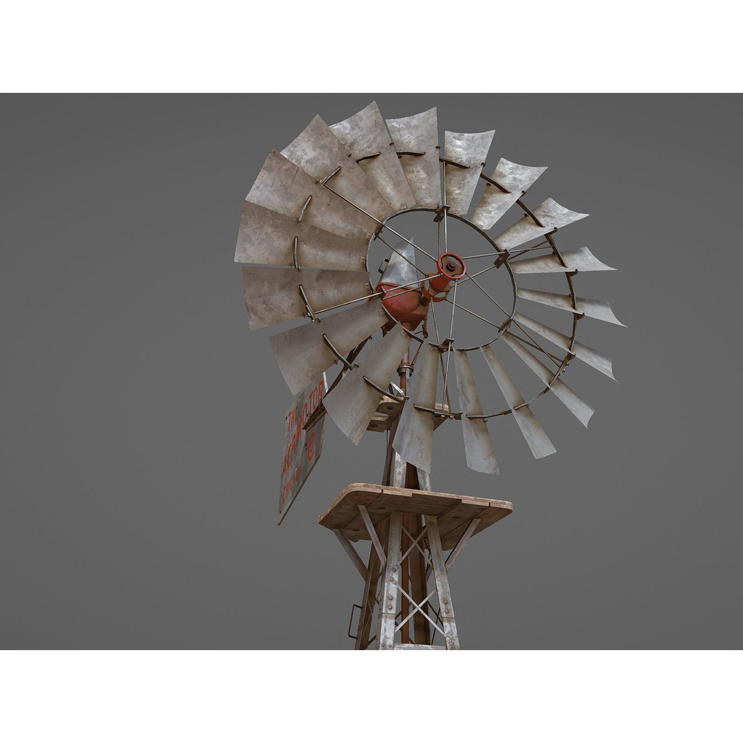 Aermotor Windmill 3D Model – Low Poly Game Asset, FBX & PBR Textures - View 23