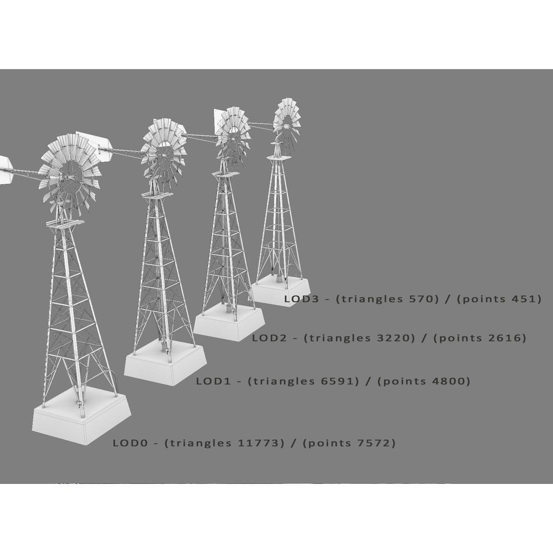 Aermotor Windmill 3D Model – Low Poly Game Asset, FBX & PBR Textures - View 26