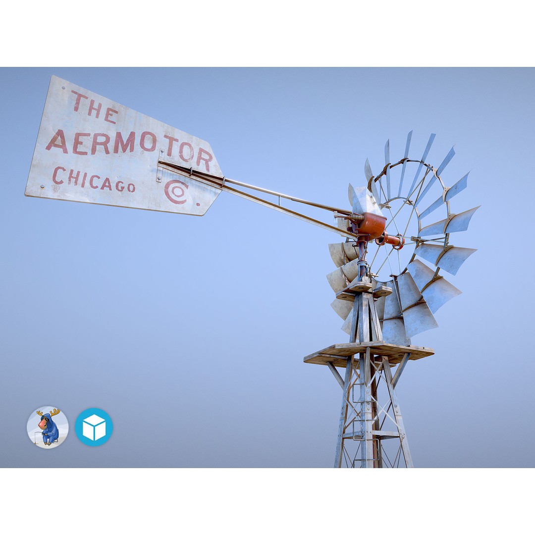 Aermotor Windmill 3D Model – Low Poly Game Asset, FBX & PBR Textures - View 6