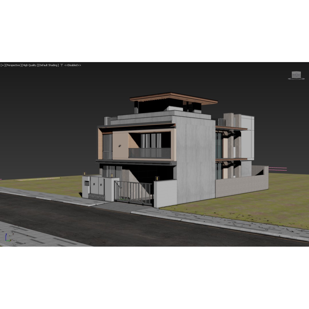 Modern Residence 3D Model – Contemporary House with Rooftop Garden, FBX, OBJ