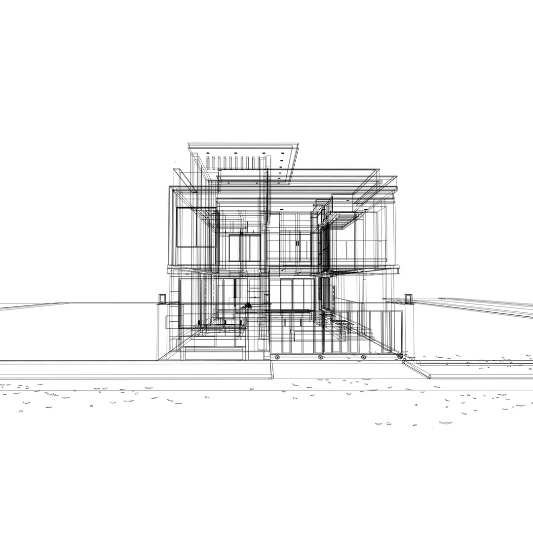 Modern Residence 3D Model – Contemporary House with Rooftop Garden, FBX, OBJ - View 10
