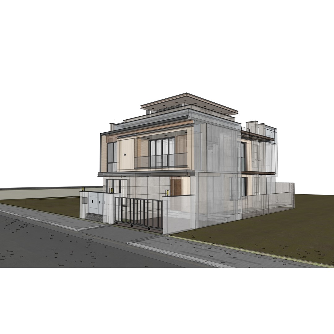 Modern Residence 3D Model – Contemporary House with Rooftop Garden, FBX, OBJ - View 8