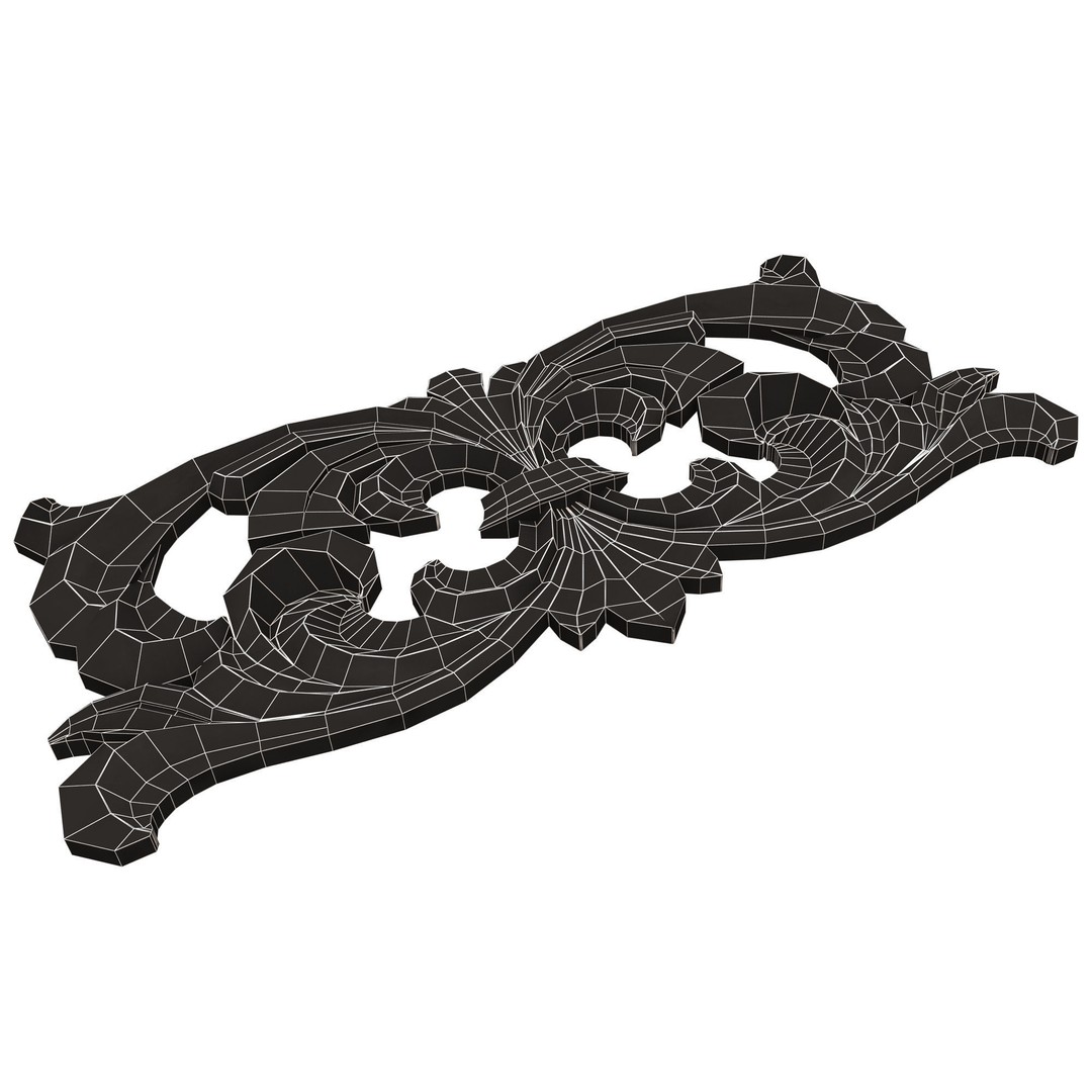 Carved Plaster Molding Decoration 3D Model – Low Poly Architectural Element, FBX, OBJ