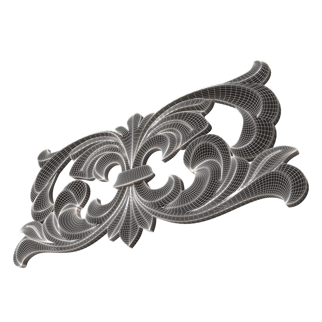 Carved Plaster Molding Decoration 3D Model – Low Poly Architectural Element, FBX, OBJ - View 12