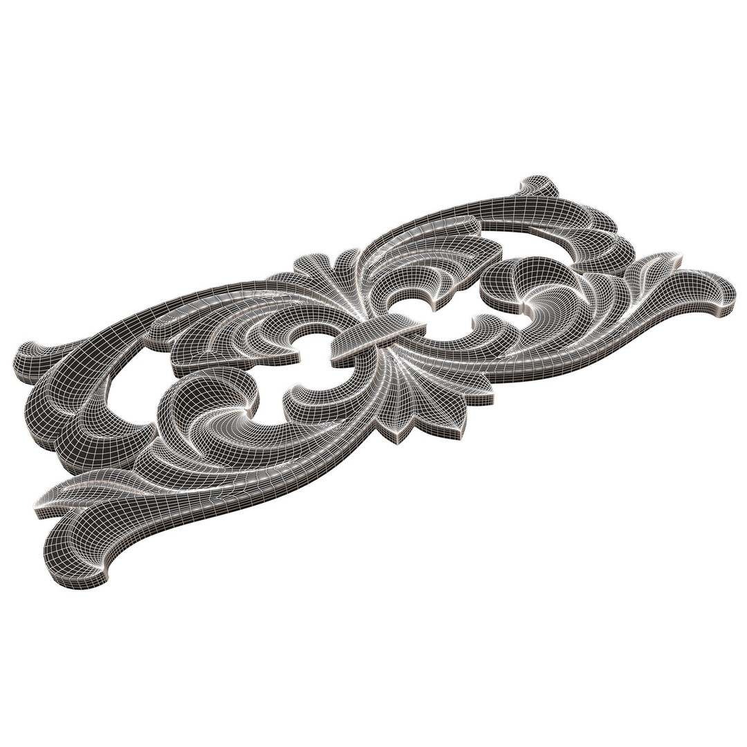 Carved Plaster Molding Decoration 3D Model – Low Poly Architectural Element, FBX, OBJ - View 13