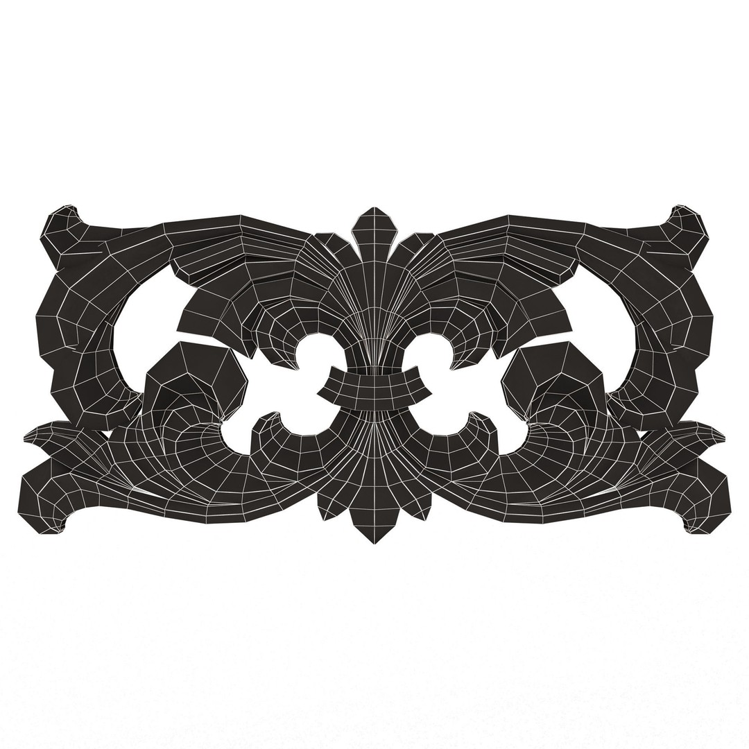 Carved Plaster Molding Decoration 3D Model – Low Poly Architectural Element, FBX, OBJ - View 14