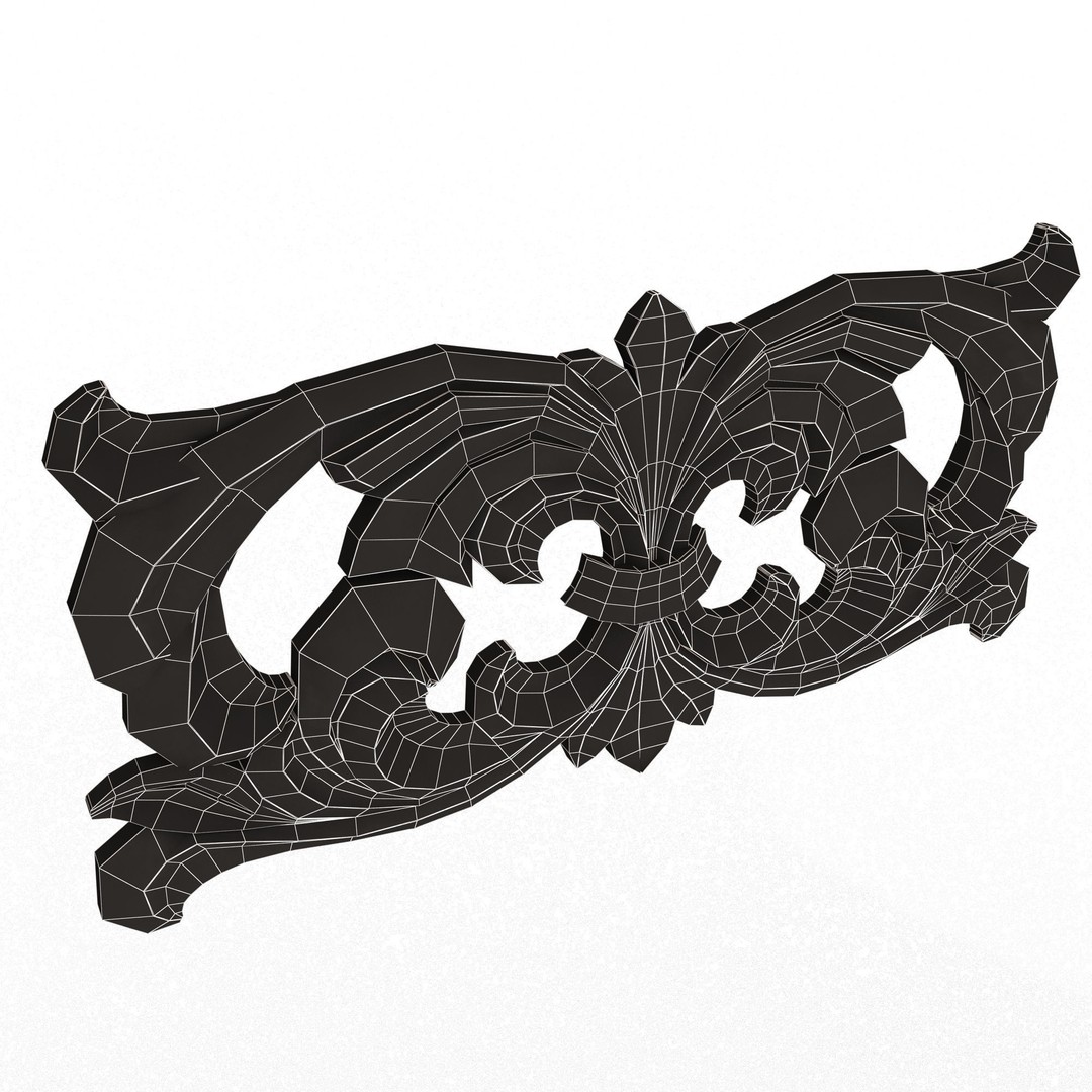 Carved Plaster Molding Decoration 3D Model – Low Poly Architectural Element, FBX, OBJ - View 15
