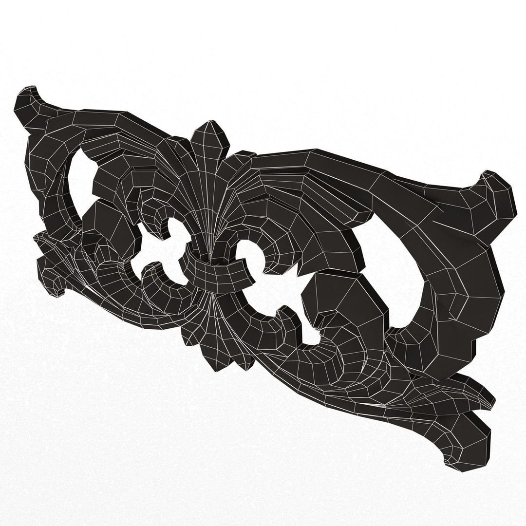 Carved Plaster Molding Decoration 3D Model – Low Poly Architectural Element, FBX, OBJ - View 16