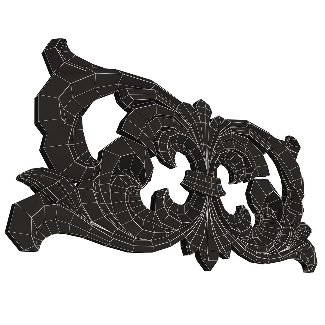 Carved Plaster Molding Decoration 3D Model – Low Poly Architectural Element, FBX, OBJ - View 17