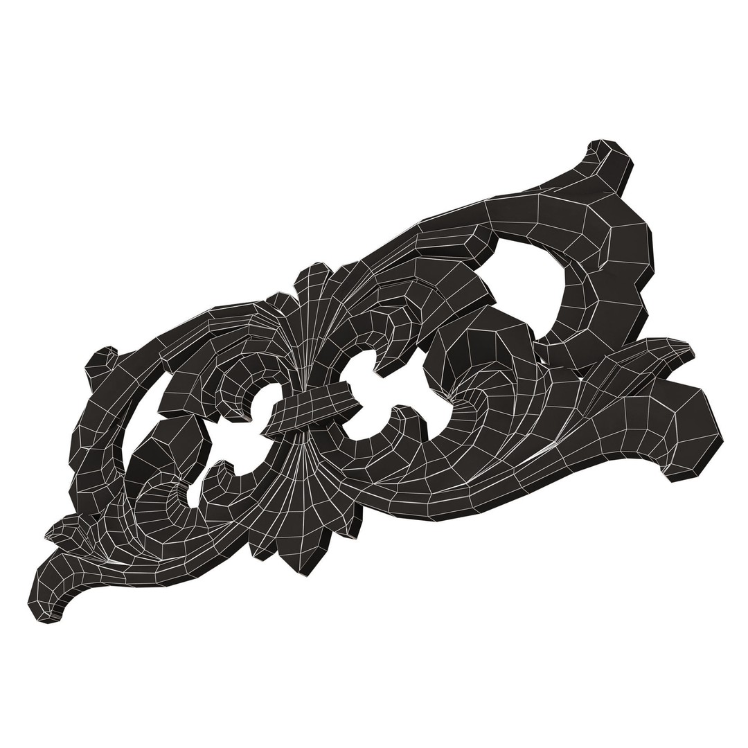 Carved Plaster Molding Decoration 3D Model – Low Poly Architectural Element, FBX, OBJ - View 18