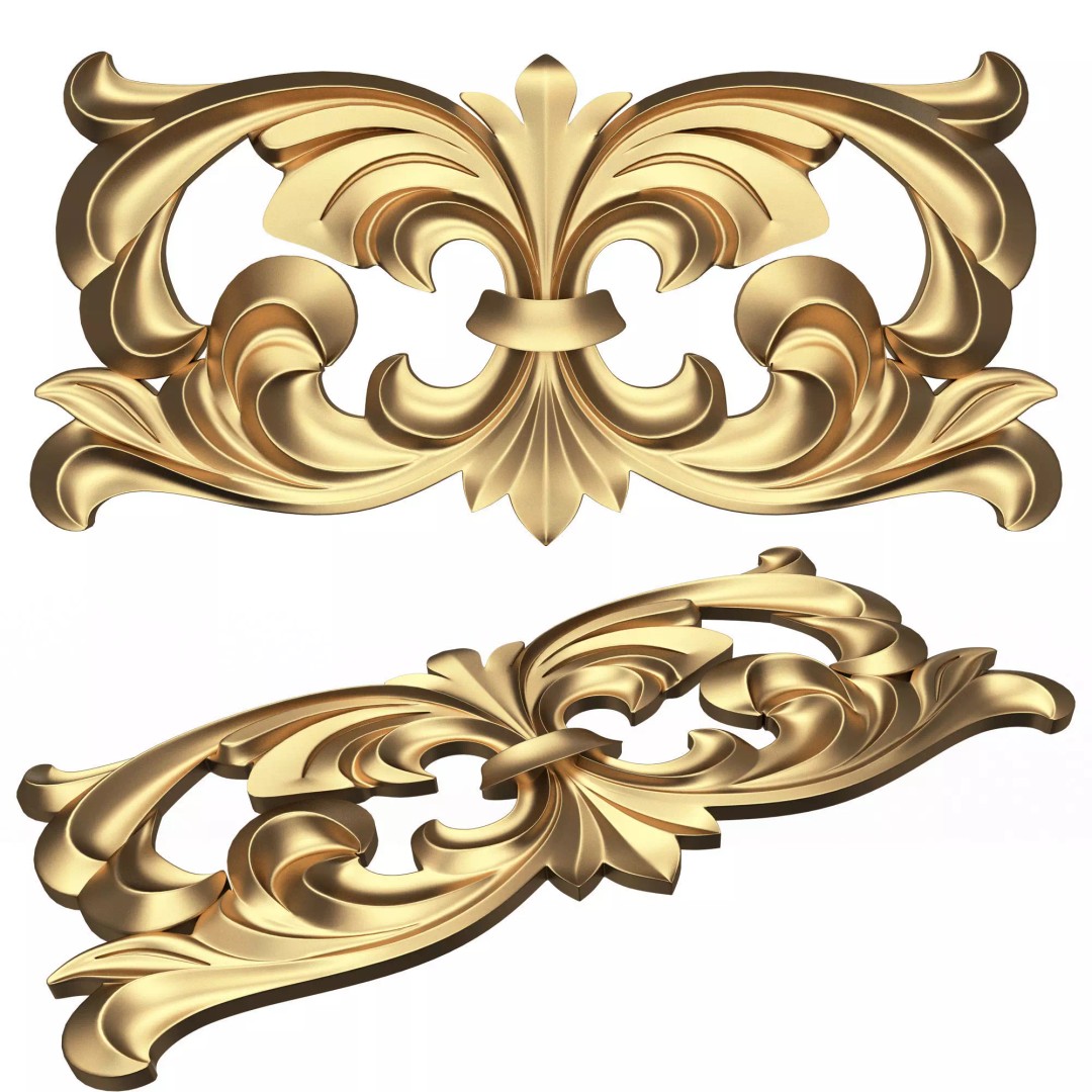 Carved Plaster Molding Decoration 3D Model – Low Poly Architectural Element, FBX, OBJ - View 2