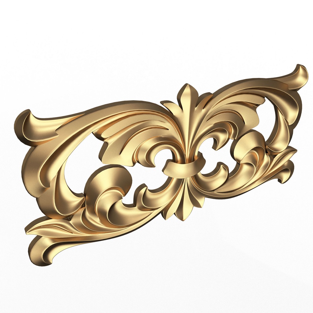 Carved Plaster Molding Decoration 3D Model – Low Poly Architectural Element, FBX, OBJ - View 3
