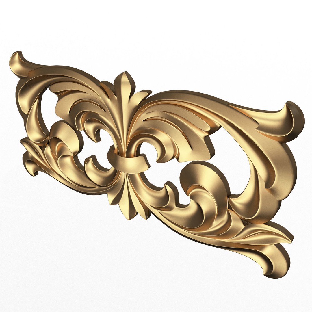 Carved Plaster Molding Decoration 3D Model – Low Poly Architectural Element, FBX, OBJ - View 4