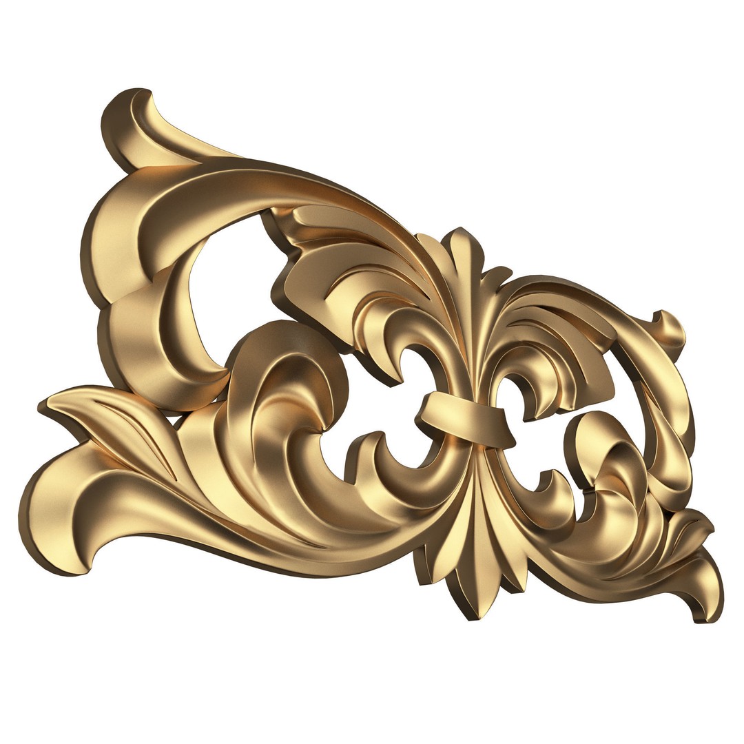 Carved Plaster Molding Decoration 3D Model – Low Poly Architectural Element, FBX, OBJ - View 5