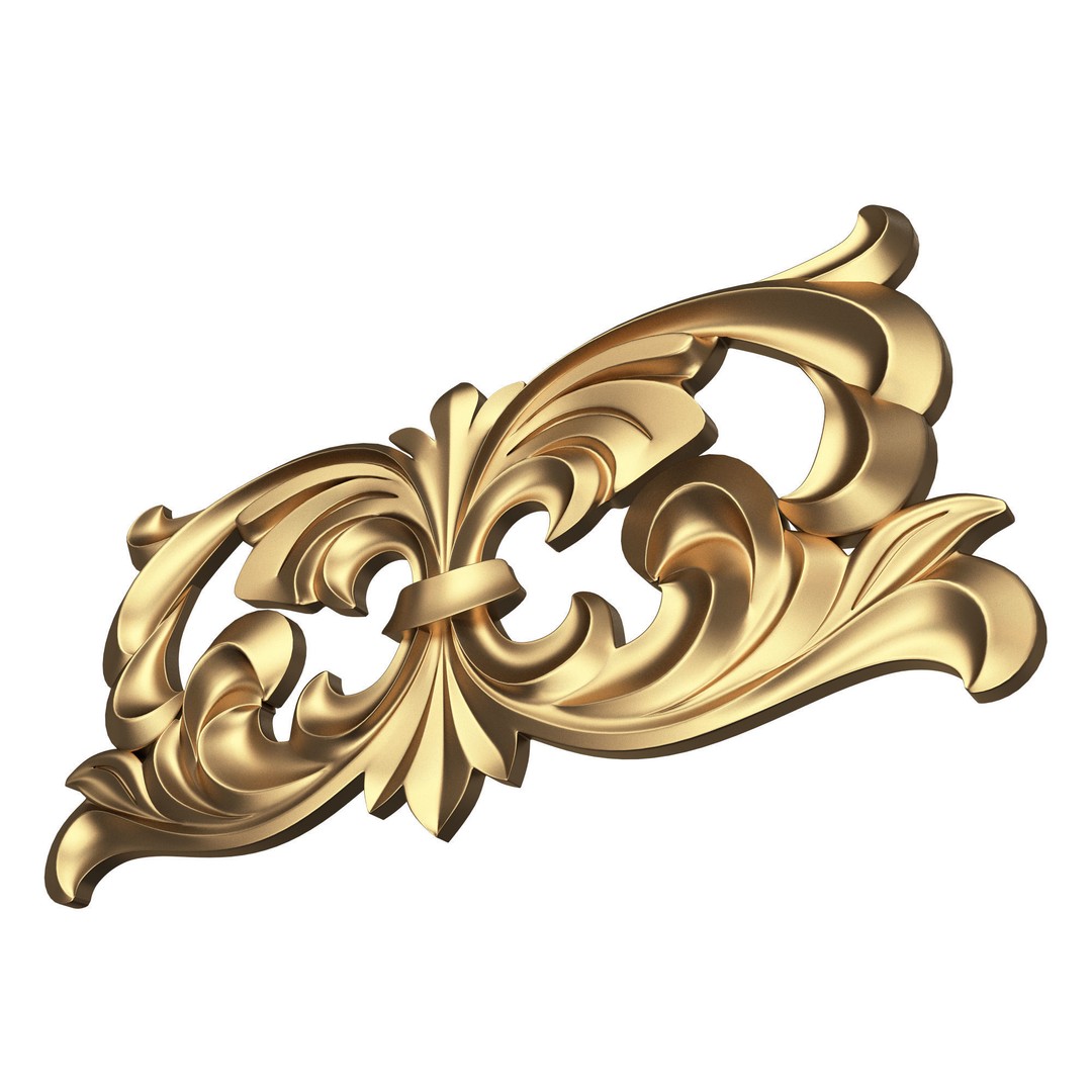 Carved Plaster Molding Decoration 3D Model – Low Poly Architectural Element, FBX, OBJ - View 6