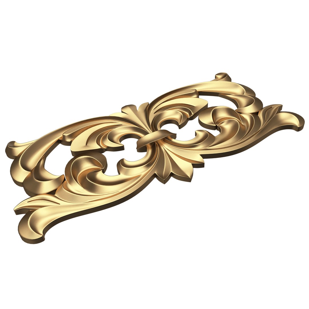 Carved Plaster Molding Decoration 3D Model – Low Poly Architectural Element, FBX, OBJ - View 7