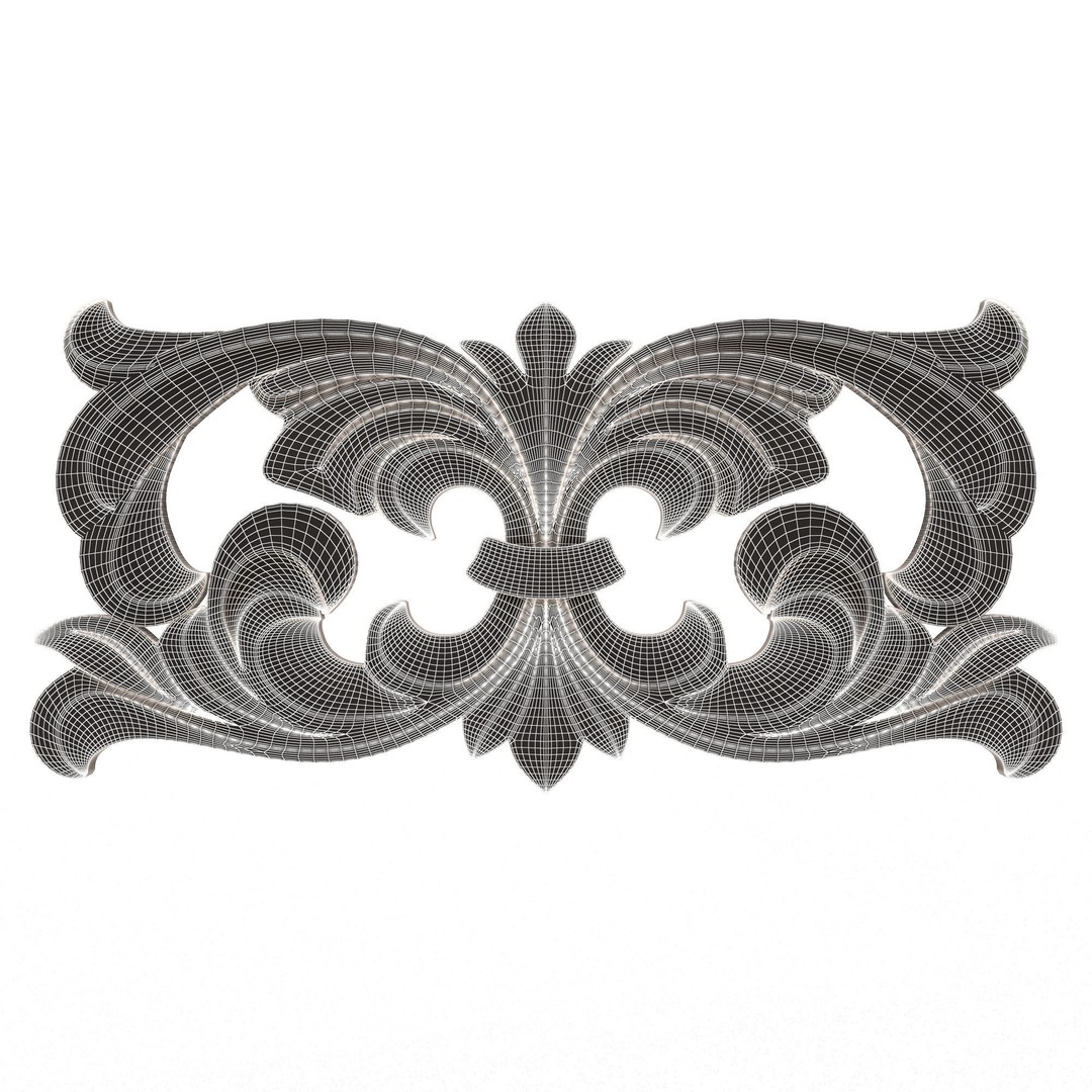Carved Plaster Molding Decoration 3D Model – Low Poly Architectural Element, FBX, OBJ - View 8