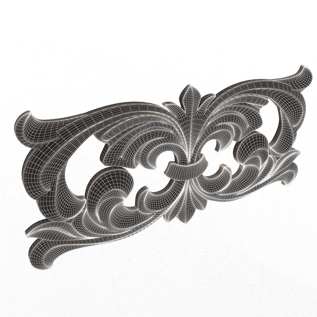 Carved Plaster Molding Decoration 3D Model – Low Poly Architectural Element, FBX, OBJ - View 9