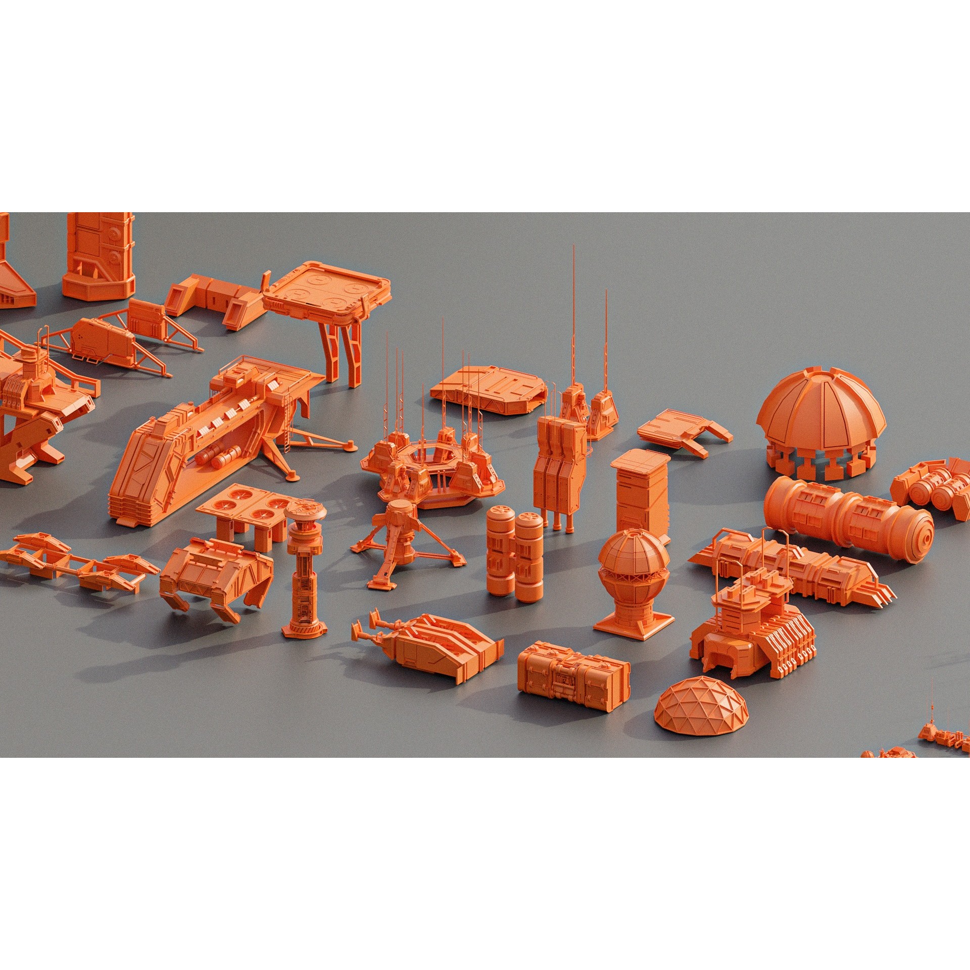 Sci-Fi Building Kitbash Pack - Low-Poly 3D Model - View 11