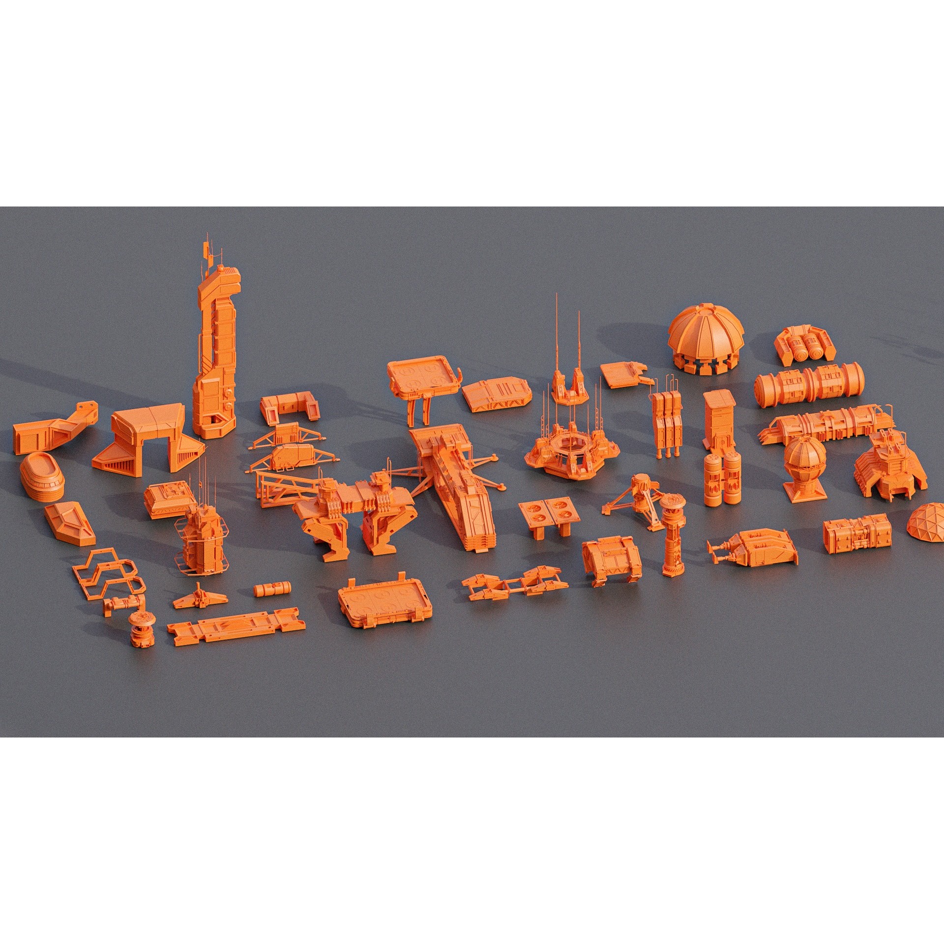 Sci-Fi Building Kitbash Pack - Low-Poly 3D Model - View 15