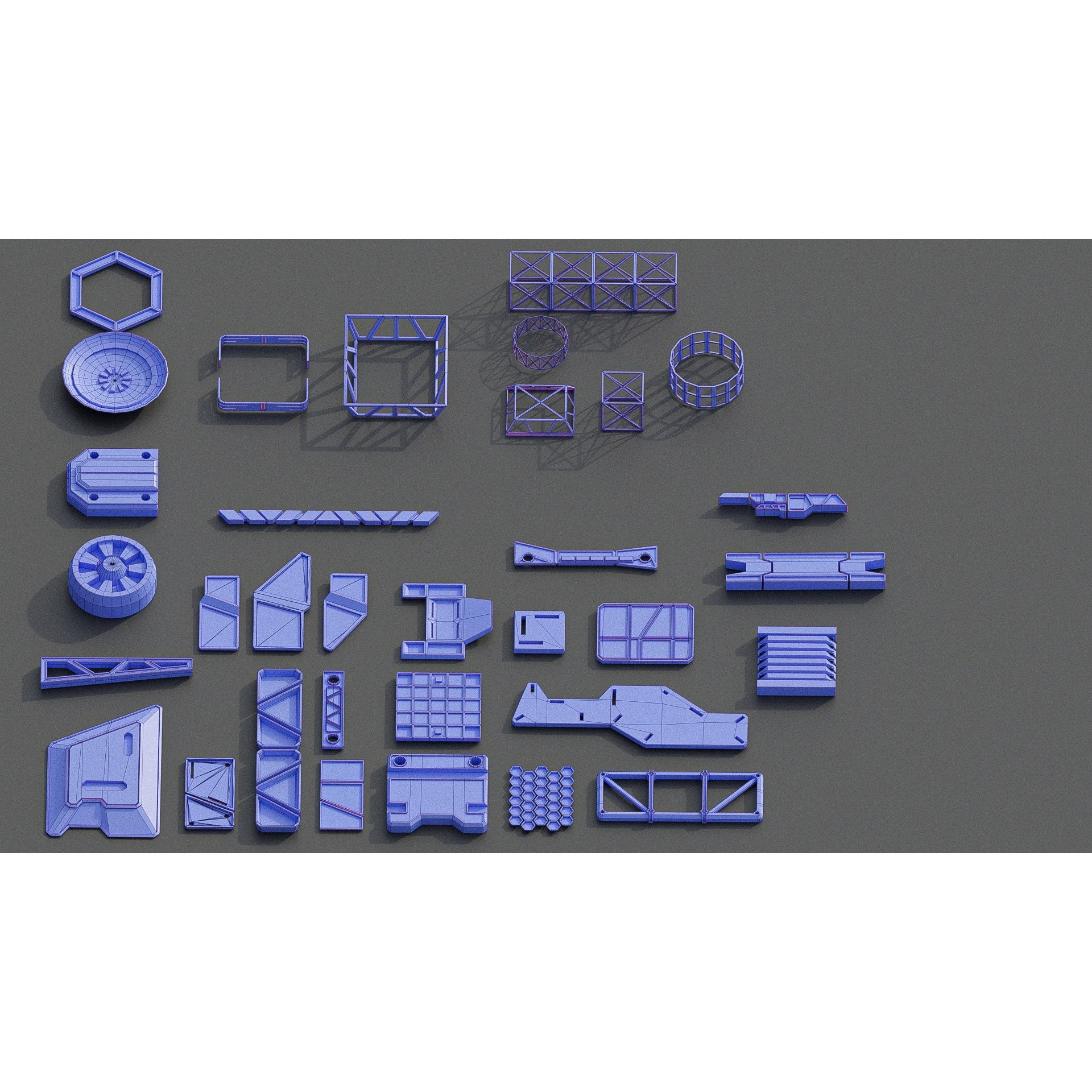 Sci-Fi Building Kitbash Pack - Low-Poly 3D Model - View 16