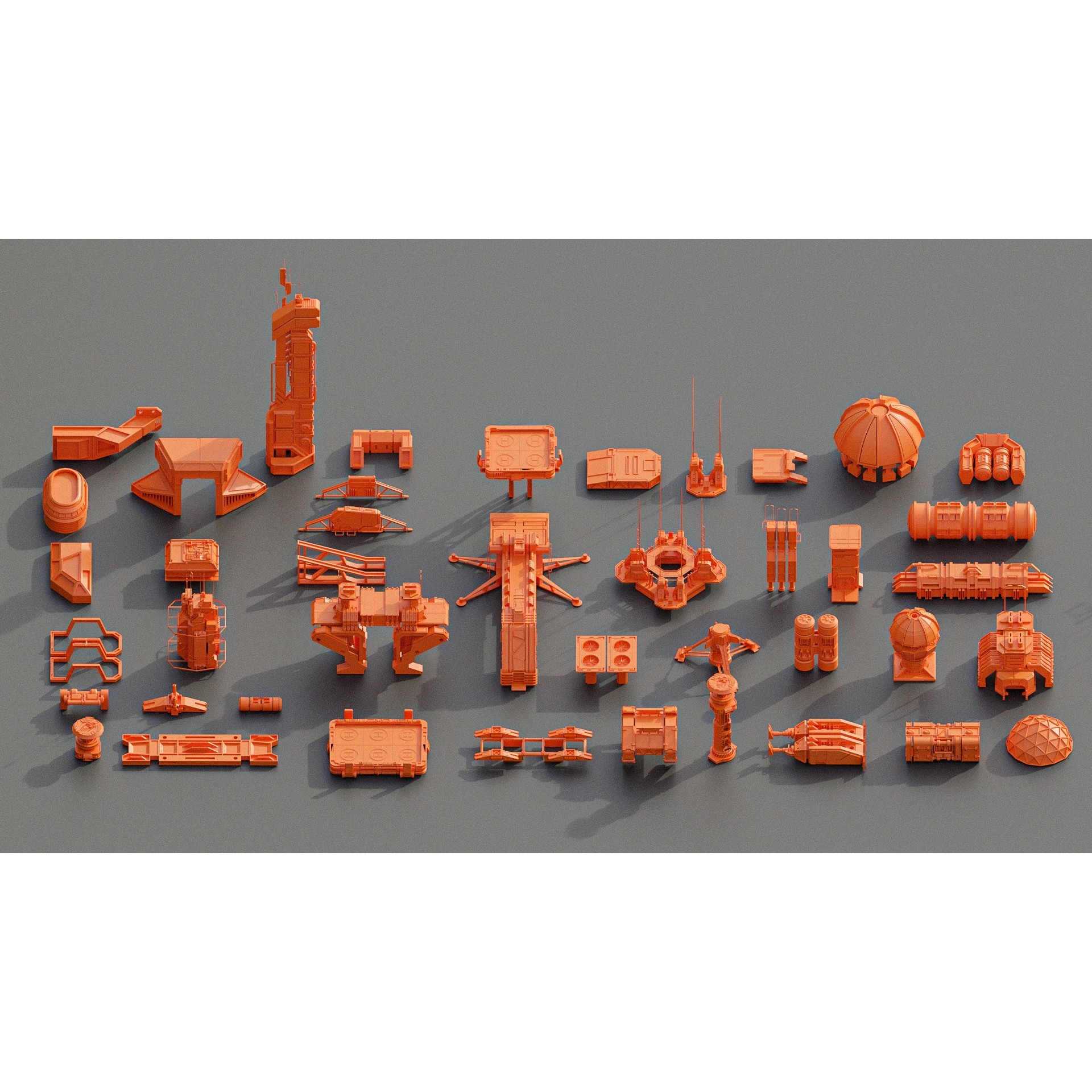 Sci-Fi Building Kitbash Pack - Low-Poly 3D Model - View 19