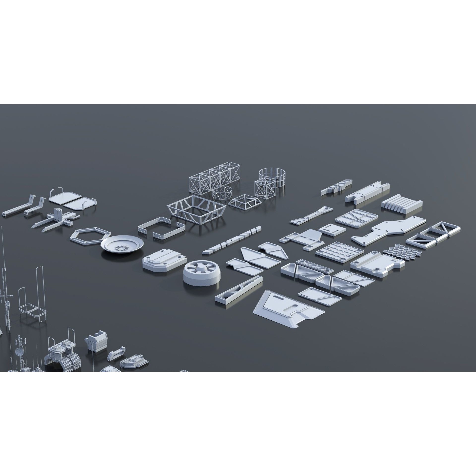 Sci-Fi Building Kitbash Pack - Low-Poly 3D Model - View 24