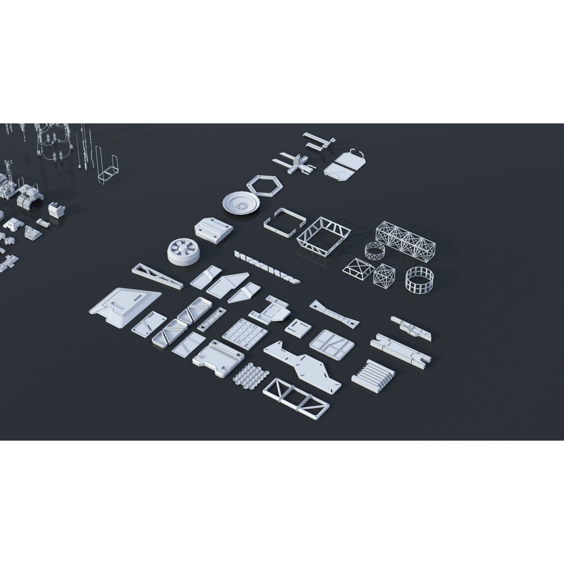 Sci-Fi Building Kitbash Pack - Low-Poly 3D Model - View 25